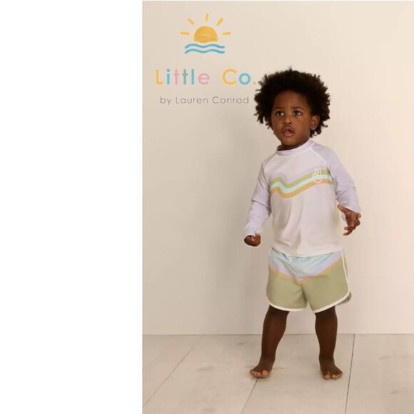 🆕 ☀️Little Co. by Lauren Conrad 18 Months Swim Shorts & Peace Rashie 2 PC SET ☀️